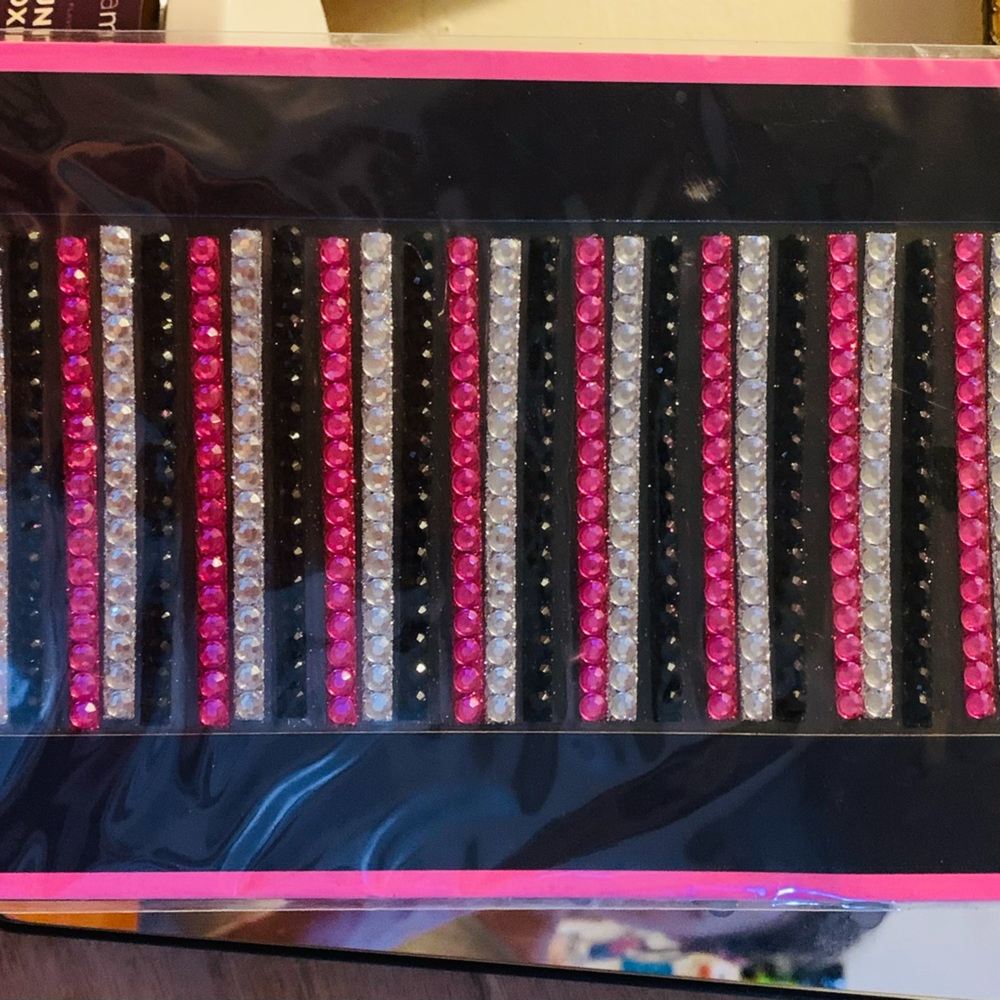 Pink and Silver Rhinestone Strips